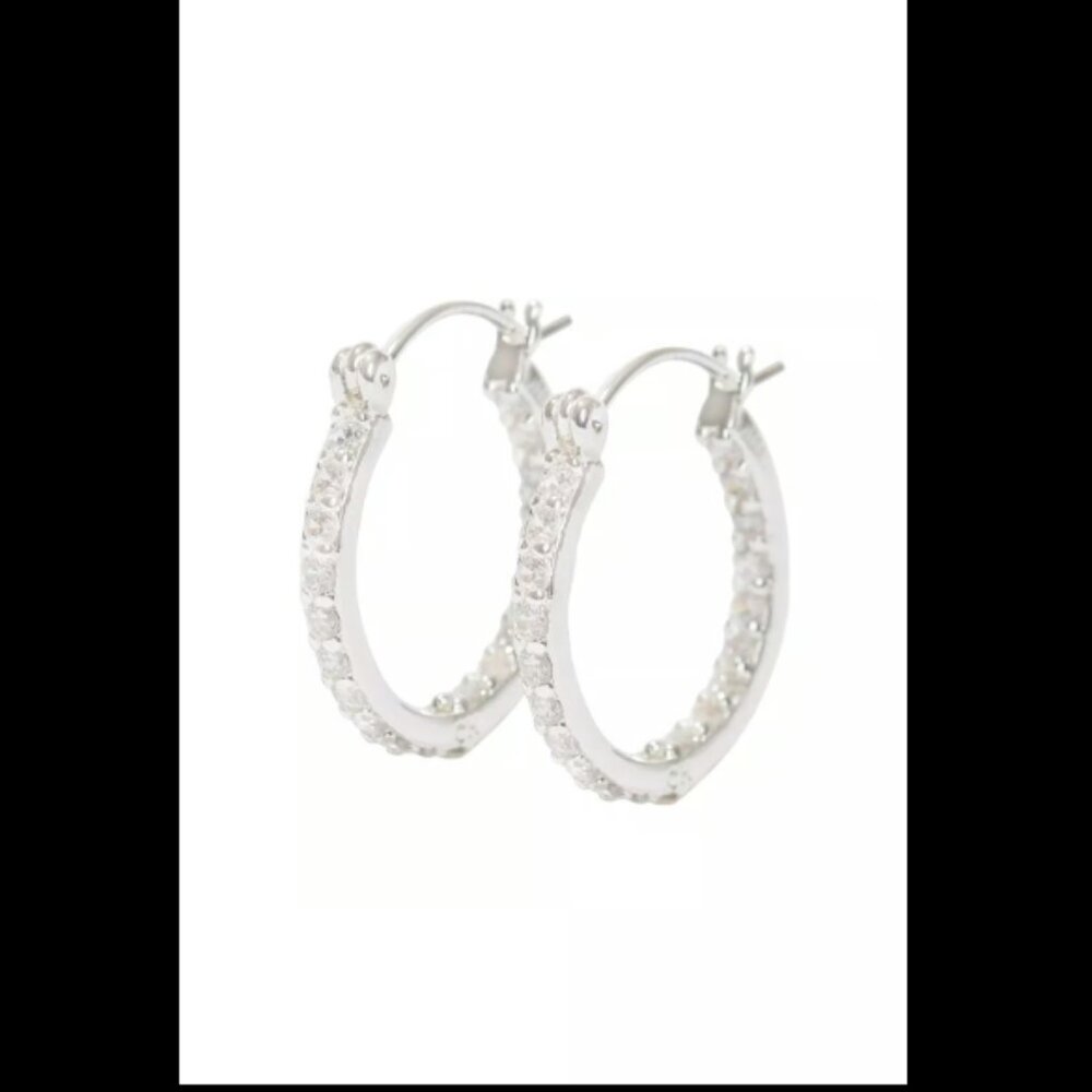 Crystal Haze Mini Serena Hoops, Silver Plated Clear CZ, Limited Edition
